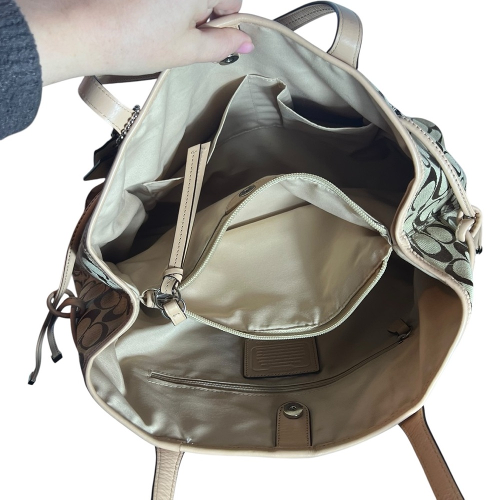 Coach Canvas Stripe Python Carryall Shoulder Bag … - image 4